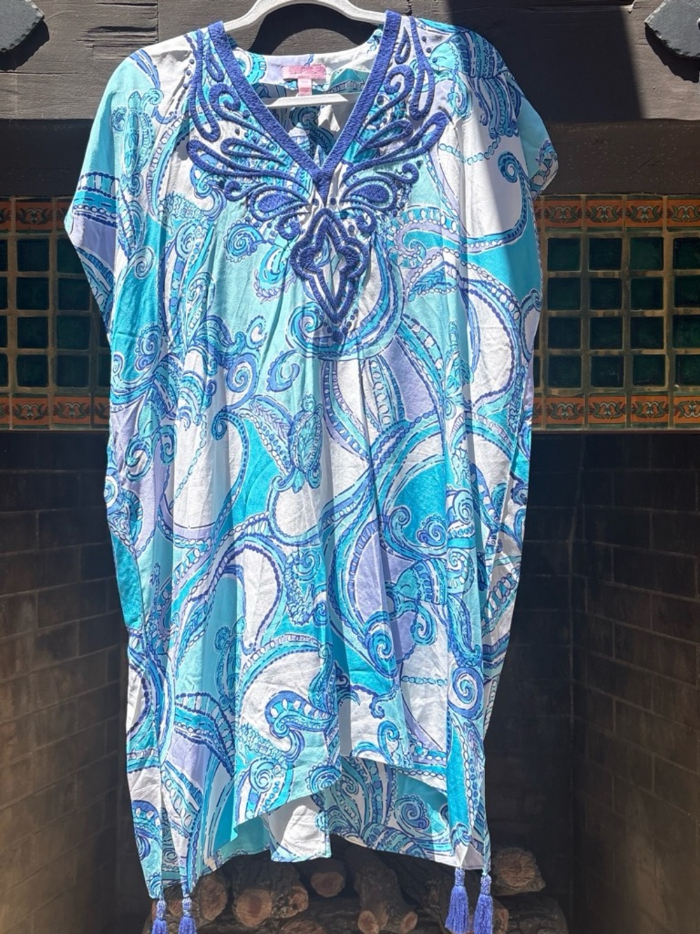 Lilly Pulitzer Pink-Label Blue & White Silk Floral Tunic/Cover up
